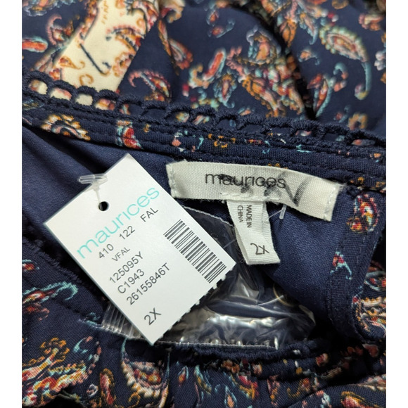 New Maurices sz 2X Blue Paisley Mini Dress lined elastic waist women 0392 - Picture 5 of 6